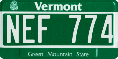 VT license plate NEF774