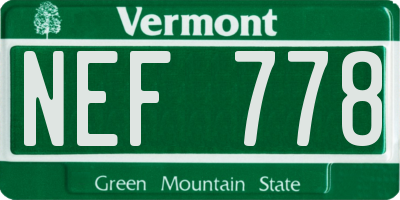 VT license plate NEF778