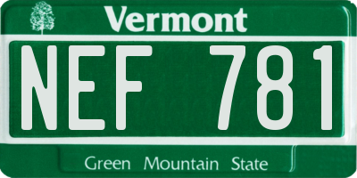 VT license plate NEF781