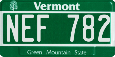 VT license plate NEF782
