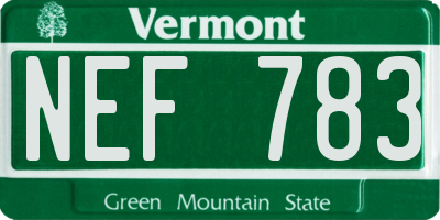 VT license plate NEF783