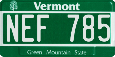 VT license plate NEF785