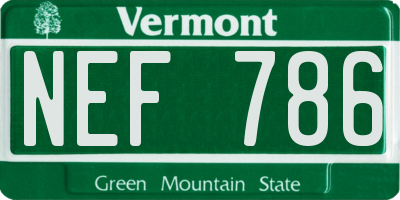 VT license plate NEF786
