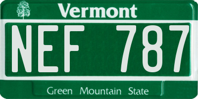 VT license plate NEF787