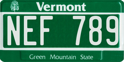 VT license plate NEF789