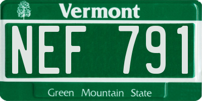 VT license plate NEF791