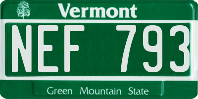 VT license plate NEF793