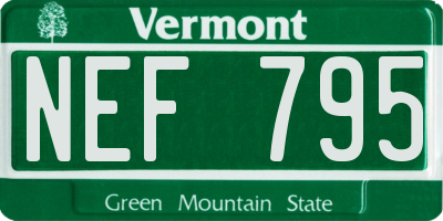 VT license plate NEF795