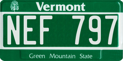 VT license plate NEF797