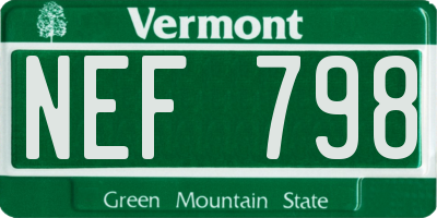 VT license plate NEF798