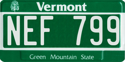 VT license plate NEF799