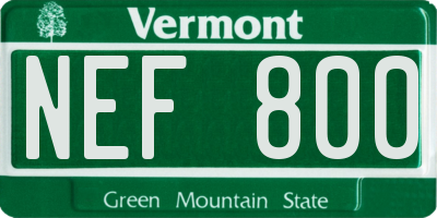 VT license plate NEF800