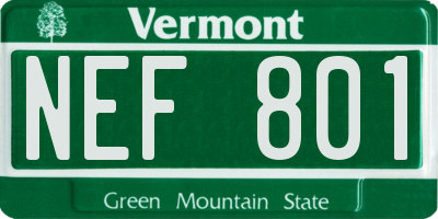 VT license plate NEF801