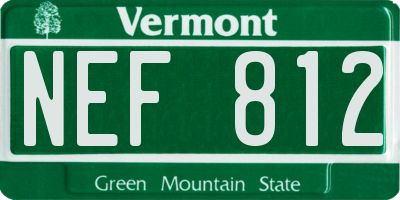 VT license plate NEF812