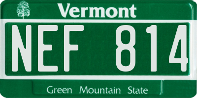 VT license plate NEF814