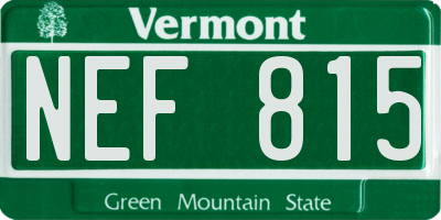 VT license plate NEF815