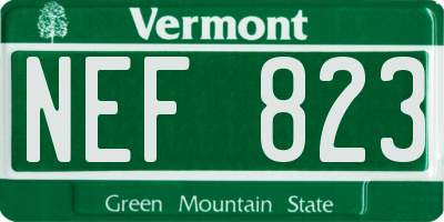 VT license plate NEF823