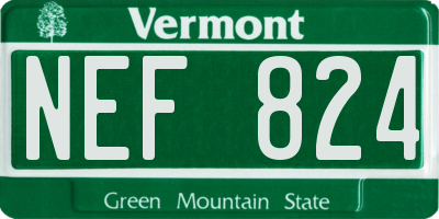 VT license plate NEF824