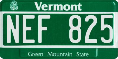VT license plate NEF825