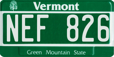 VT license plate NEF826