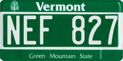 VT license plate NEF827
