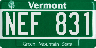 VT license plate NEF831