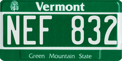 VT license plate NEF832
