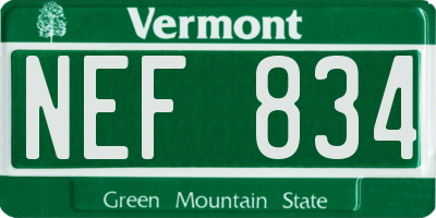 VT license plate NEF834