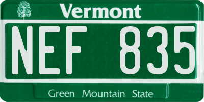VT license plate NEF835