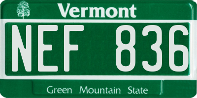 VT license plate NEF836