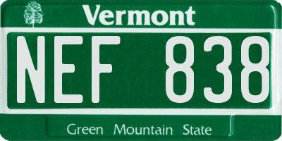 VT license plate NEF838