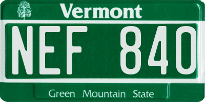 VT license plate NEF840