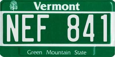VT license plate NEF841