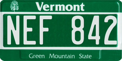 VT license plate NEF842