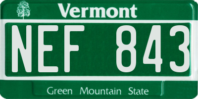 VT license plate NEF843