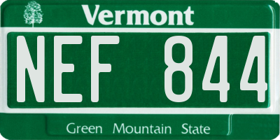 VT license plate NEF844