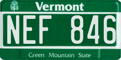 VT license plate NEF846