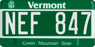 VT license plate NEF847