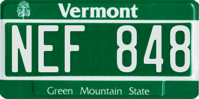 VT license plate NEF848