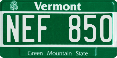 VT license plate NEF850