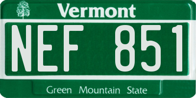 VT license plate NEF851