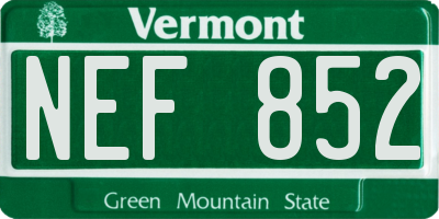 VT license plate NEF852