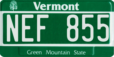 VT license plate NEF855