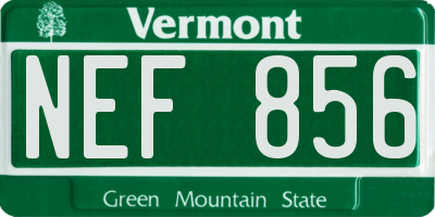 VT license plate NEF856