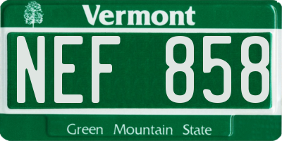 VT license plate NEF858