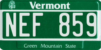 VT license plate NEF859
