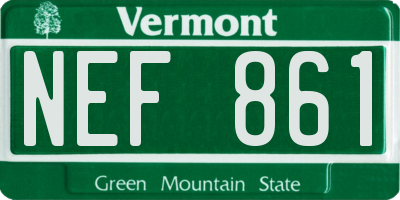 VT license plate NEF861