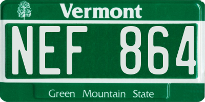 VT license plate NEF864