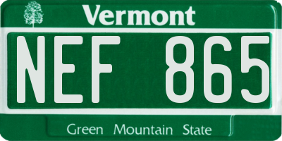 VT license plate NEF865