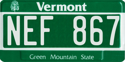 VT license plate NEF867